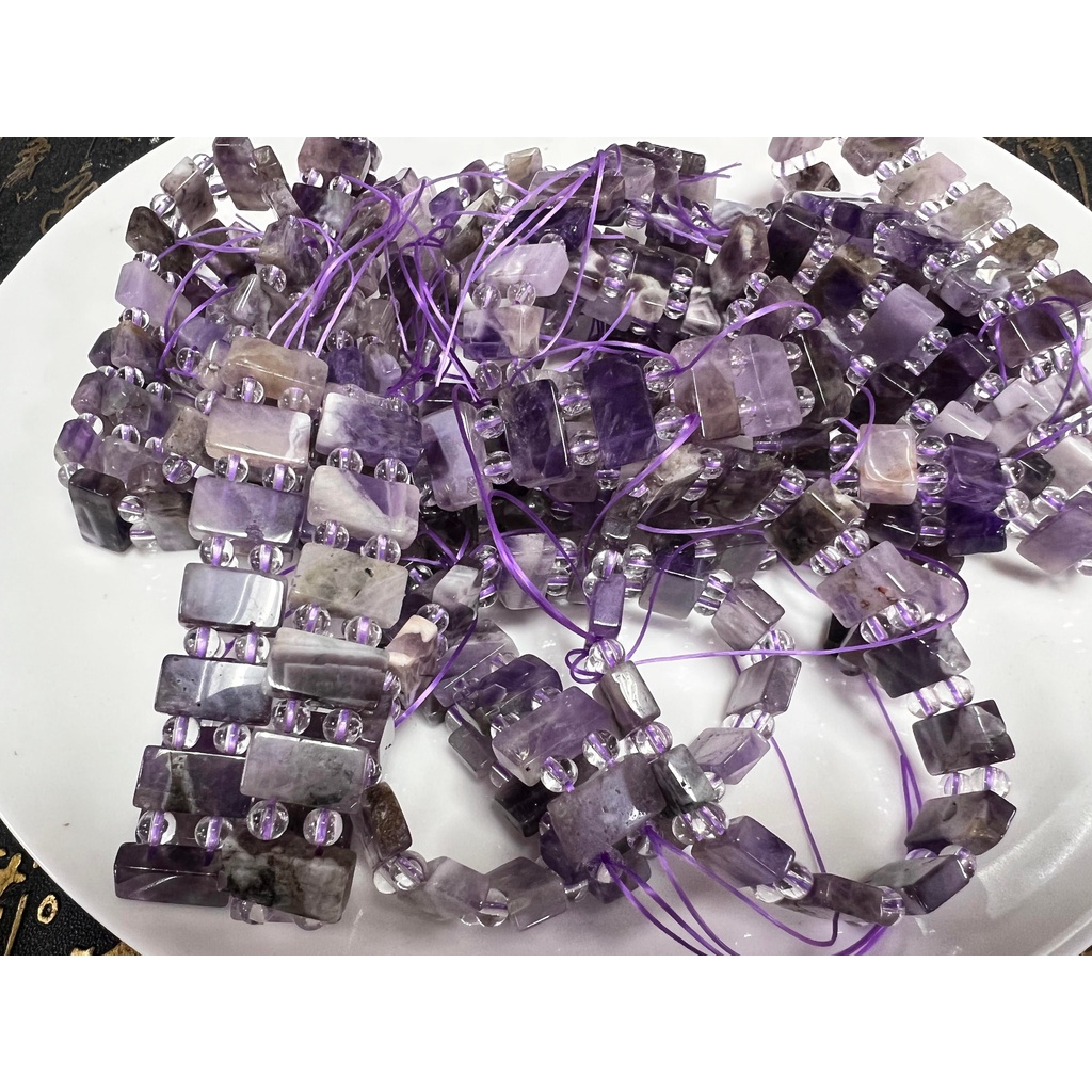 【林小妹水晶礦石批發】紫水晶寬版設計手排