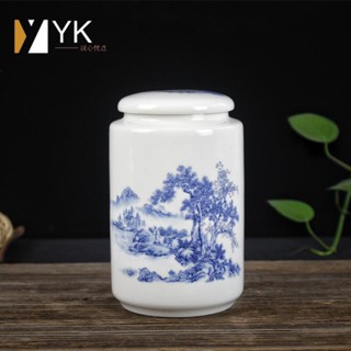 熱銷🔥 香粉密封罐 香粉罐 訂製 陶瓷茶具配件青花瓷茶葉盒茶葉包裝罐儲物密封香粉藥罐葫蘆茶葉罐