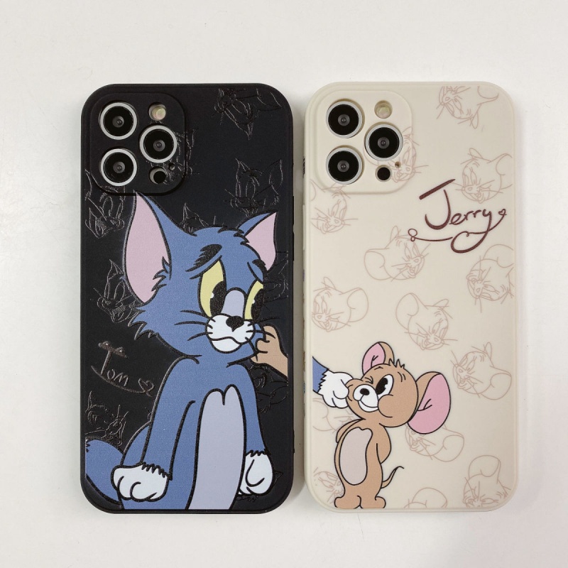 傑瑞與湯姆貓側邊矽膠手機殼 適用iPhone 7 8Plus 14 13 12 11 Pro max 14plus保護殼
