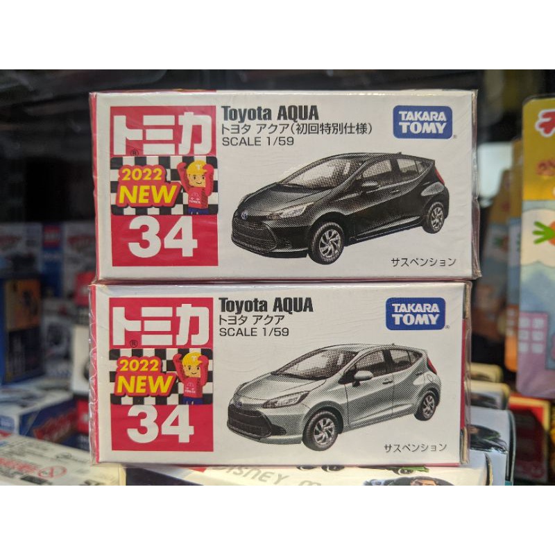 現貨 TOMICA 34 TOYOTA AQUA 初回黑+一般銀 新車貼