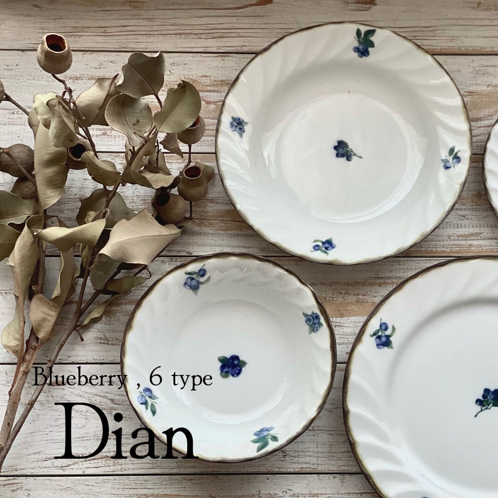 🚚現貨🇯🇵日本製 Dian藍莓復古陶瓷盤 美濃燒 餐盤 餐碗 深盤 湯碗 碗 復古盤 麥片碗 甜點盤 橢圓盤 佐倉小舖