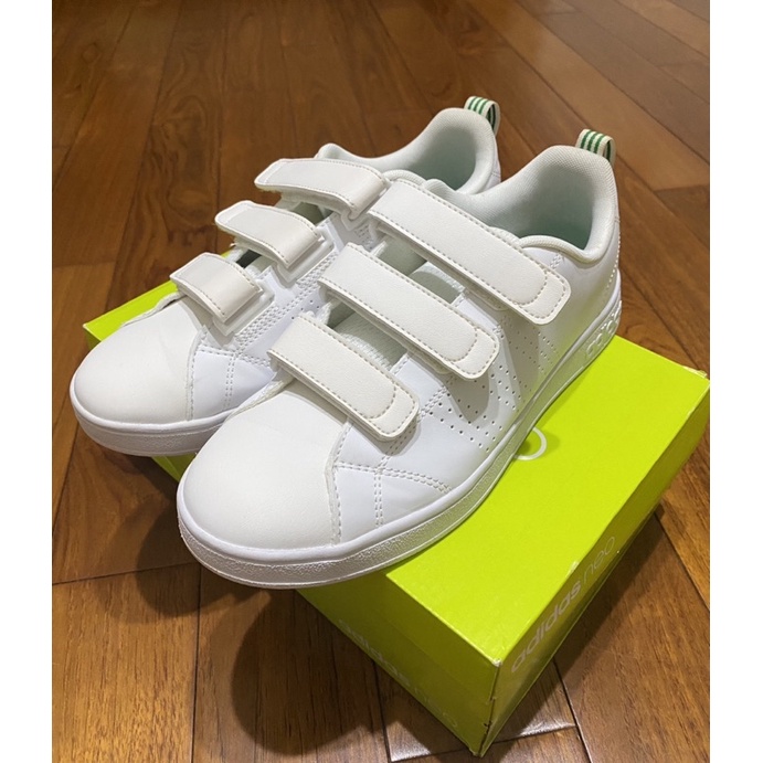 (二手）adidas aw5210 魔鬼氈白色板鞋 （綠色/24.5）