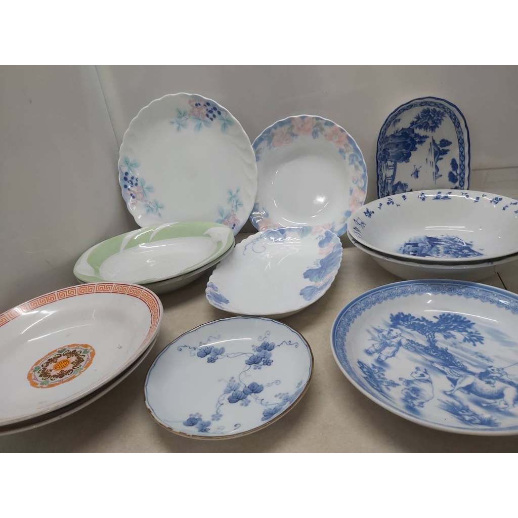 S15*早期陶瓷盤進口餐盤瓦奇菲爾德 陶瓷青花瓷盤早期 台灣 金義合 福壽碗公