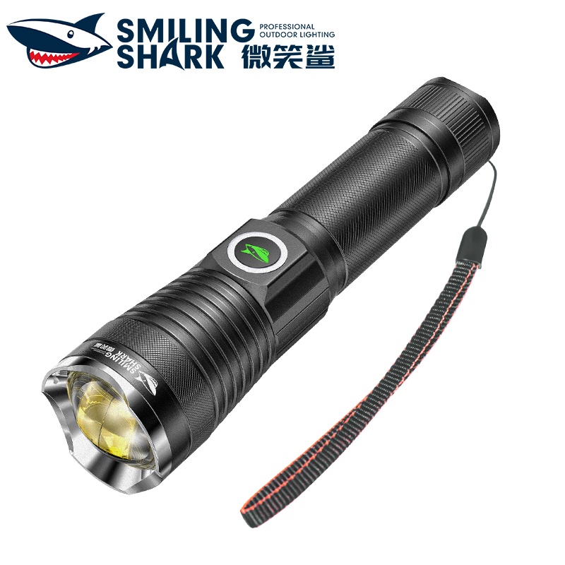 微笑鯊正品 SD5200 強光手電筒Led超亮手電筒便攜 P70超遠射18650 USB充電變焦戶外登山露營騎行照明耐用