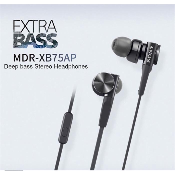 索尼 Sony MDR-XB75AP 耳機 3.5 毫米有線耳塞式音樂耳機智能手機耳機免提帶麥克風入耳式控制器