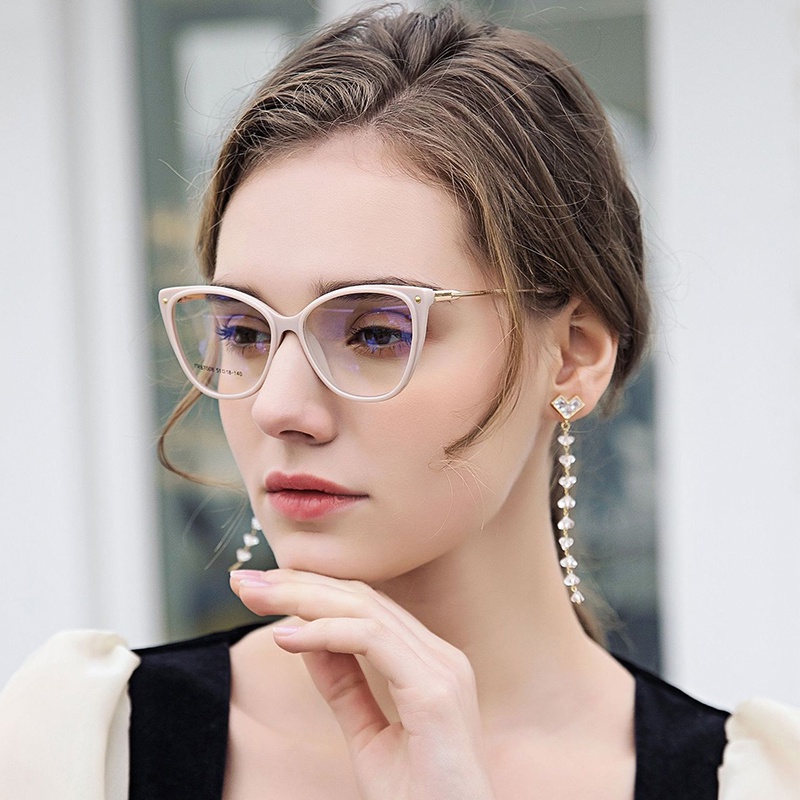 貓眼眼鏡框女流行鉚釘款式光學時尚電腦眼鏡