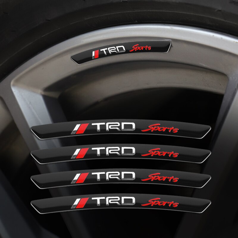 4片 丰田 TRD Sport汽车轮胎装饰贴 车轮金属贴 Toyota Yaris RAV4 C-HR Vios