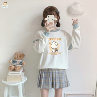 女大童衛衣 t恤 長袖上衣 青少年日系衛衣女2022秋季小清新加絨拼接可愛學生少女加厚上衣潮
