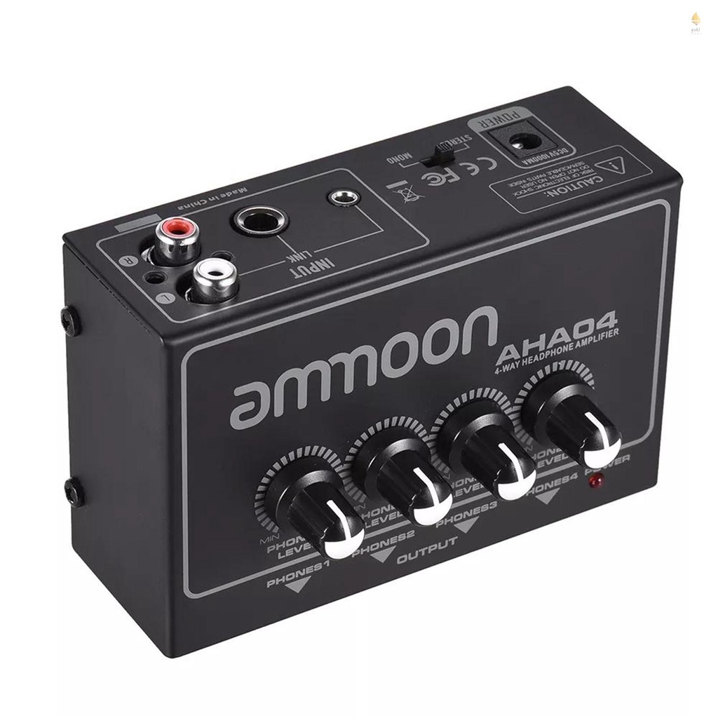 Yohi ammoon AHA04 便攜式 4 路耳機放大器放大器,帶 1/4 英寸和 1/8 英寸輸入輸出 RCA 立