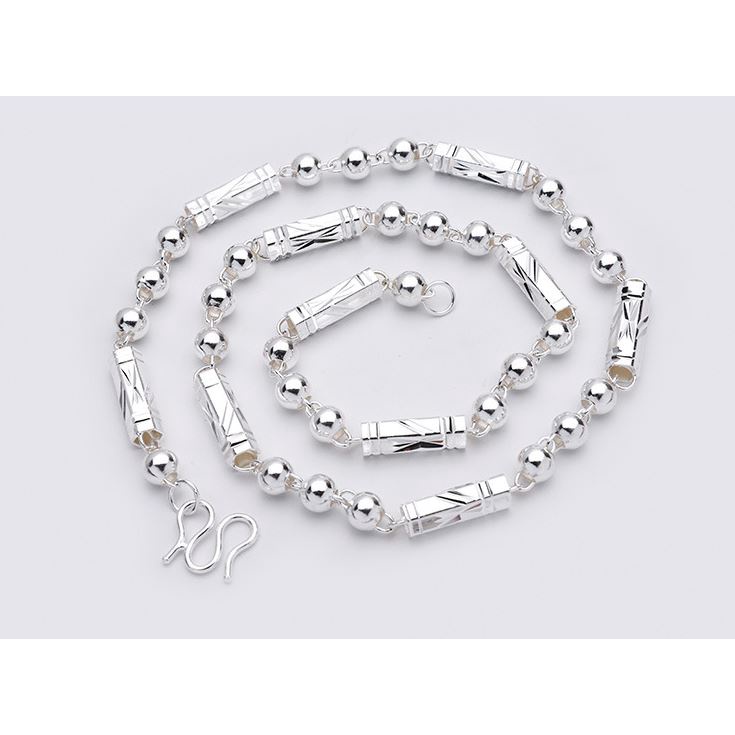 bebe euro 定制 男項鍊 簡約 六角珠 白銅鍍白金 項鍊