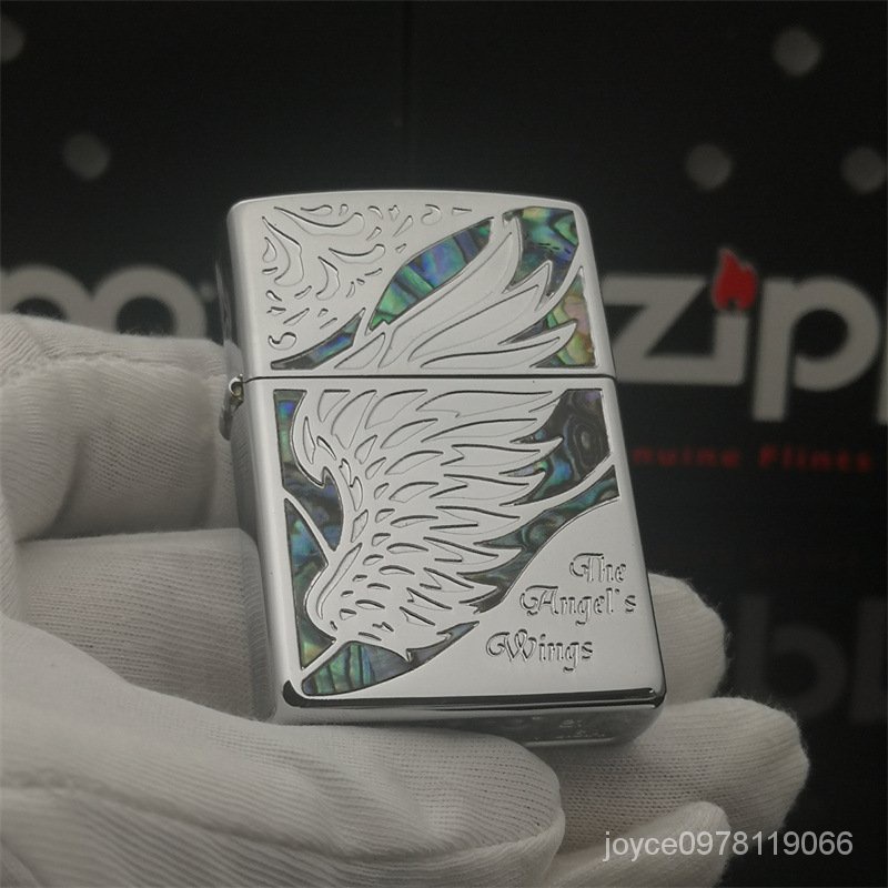 zippo打火機 貝殻 鑲嵌貼片 藍色彩貝 天使之翼