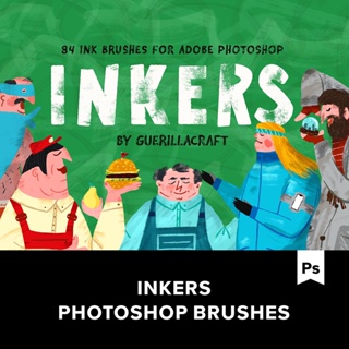 Photoshop筆刷 | Inkers Brushes 84款高端墨水紋理效果Photoshop筆刷