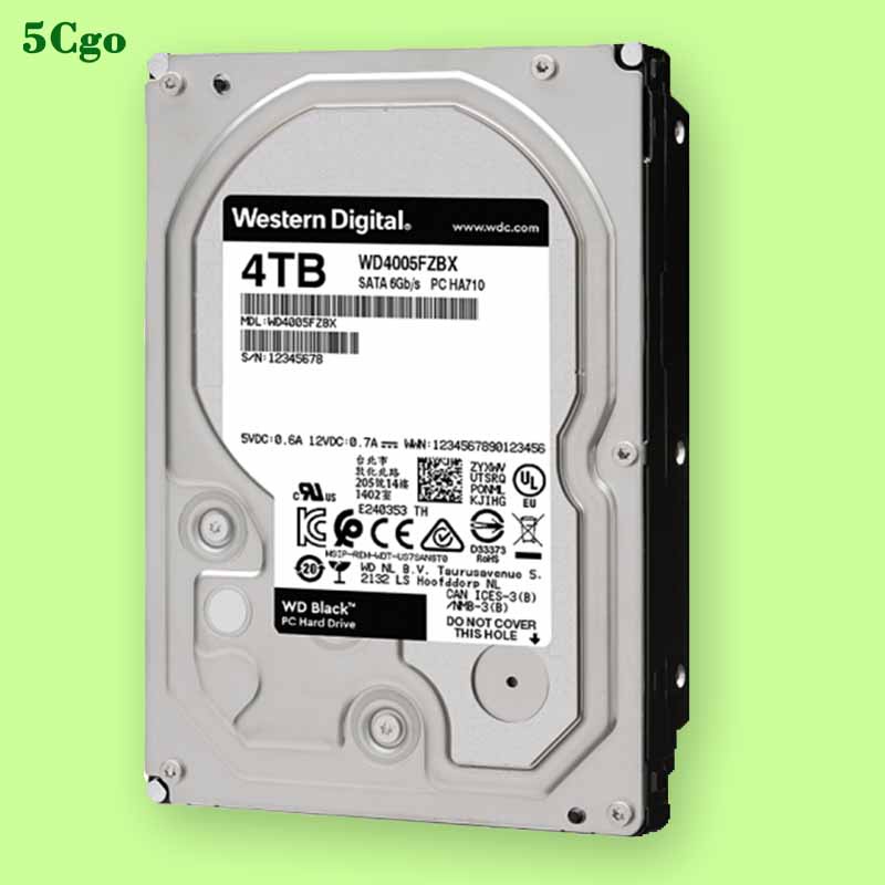 5Cgo【含稅】WD/西部數據 WD4005FZBX 4TB 7200轉 SATA3 3.5寸桌上型電腦遊戲監控存儲黑標