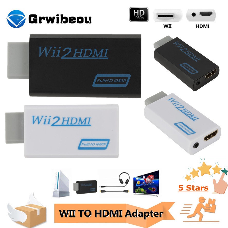 全高清 1080P Wii 到 HDMI 兼容轉換器適配器 Wii2HDMI 兼容轉換器 3.5 毫米音頻用於 PC H