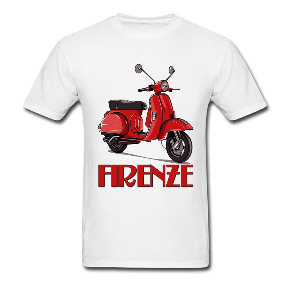 Firenze Piaggio Vespa Motor 意大利紅色白色優質棉質舒適男士迷你摩托車自行車圖案