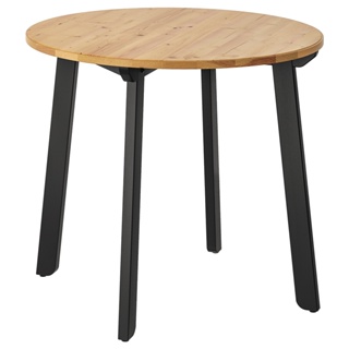 北歐工業LOFT風格經典IKEA宜家GAMLARED實木餐桌圓桌咖啡桌茶几/淺仿古染色拼黑色/二手八成新/特$2200
