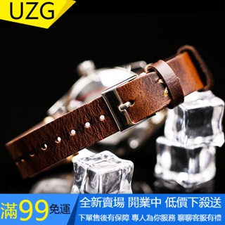 【UZG】批發 手工適用於浪琴 天梭錶帶 真皮復古18 19 20 21 22MM男牛皮錶鏈 替換錶帶