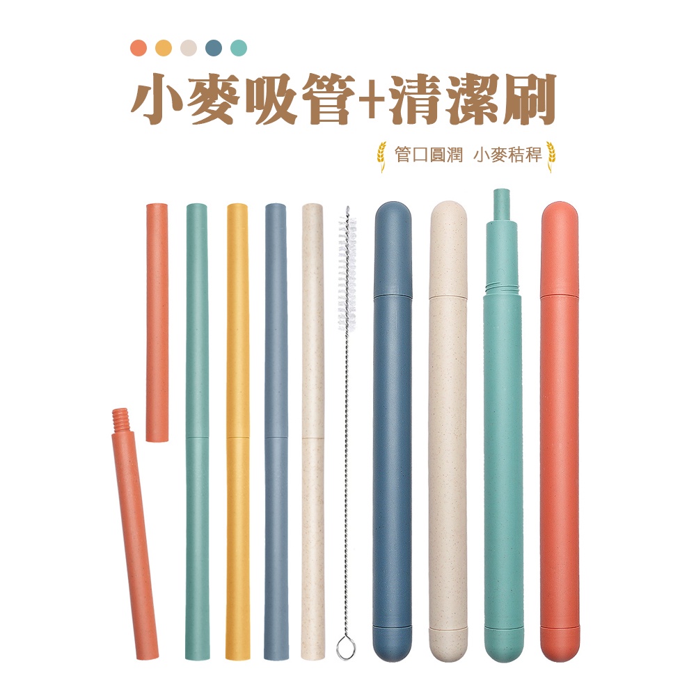 吸管 小麥吸管清潔刷組 小麥環保吸管 創意吸管3件組 清潔刷 環保吸管 重複使用 清潔組 平口吸管 吸管