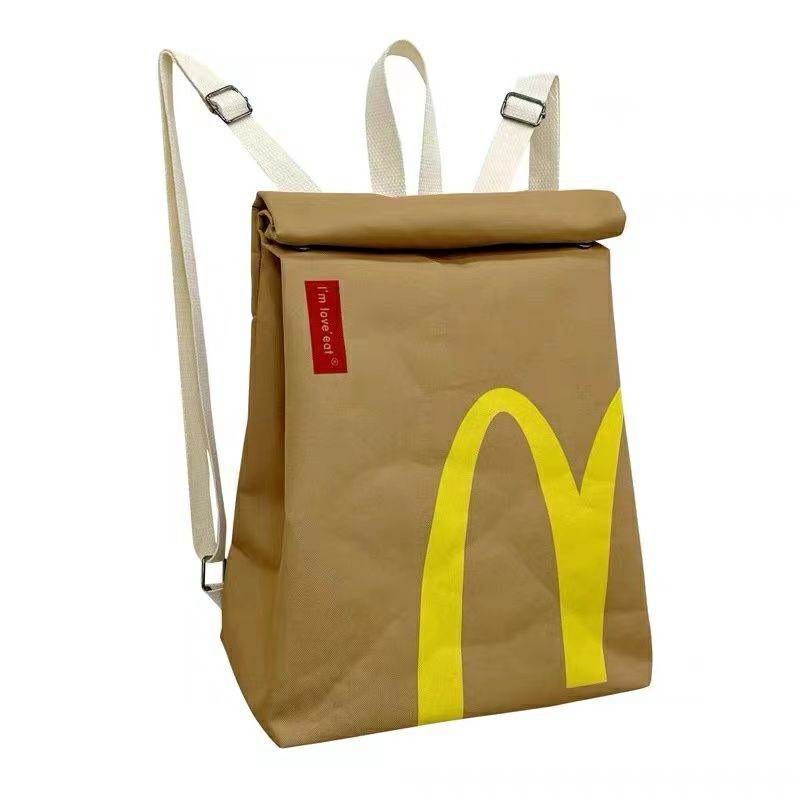 麥當勞紙袋造型後背包 雙肩包 書包 背包 小書包 雙肩包 生日禮物（現貨）