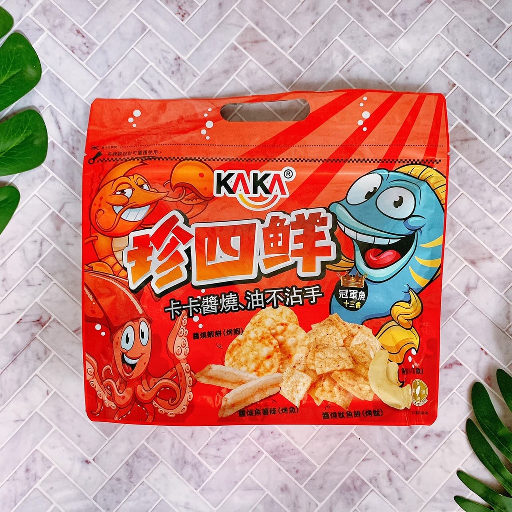 [公司正品出貨]  臺灣 KAKA 珍四鮮 冠軍魚  紅 120g 袋 餅乾 珍四鮮 KAKA