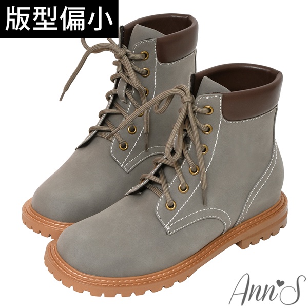 Ann’S小男孩系列-outdoor綁帶霧面皮革內增高短靴-深灰(版型偏小)