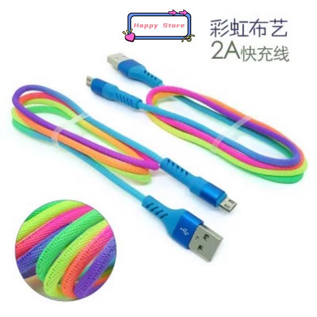 2.4A Rainbow data cable fast charging micro usb cable cord