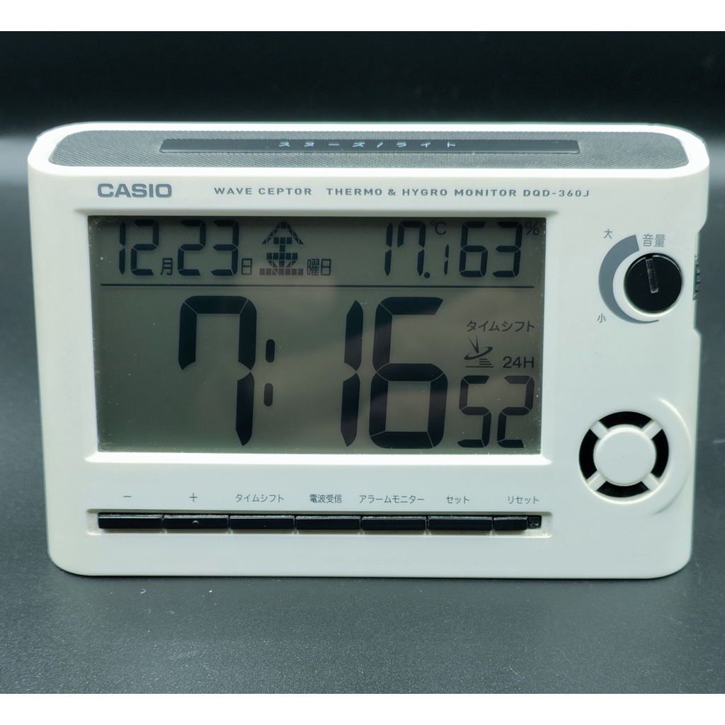 絕版 經典卡西歐CASIO DQD-360J電波時計鬧鐘 溫濕度、日期、星期、鬧鐘、背光、鬧鐘音量調整、時區修正、電波接