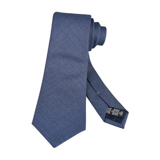 EMPORIO ARMANI老鷹緹花LOGO羊毛混萊賽爾纖維領帶(寬版/寶藍)