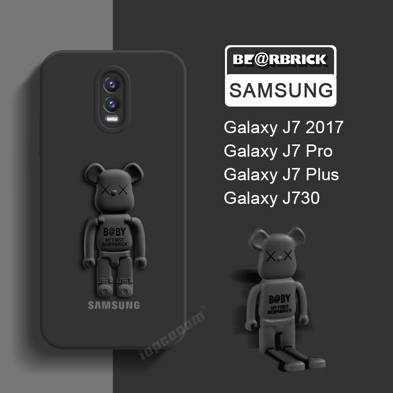 SAMSUNG 可愛的小熊支架支架手機殼三星 Galaxy J7 2017 J730 J7 Pro Plus 支架矽膠套