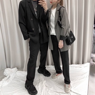 韓國寬鬆西裝外套 格紋西裝外套 男生西裝外套 西外 西裝外套男 寬鬆西裝外套 格紋淺灰M