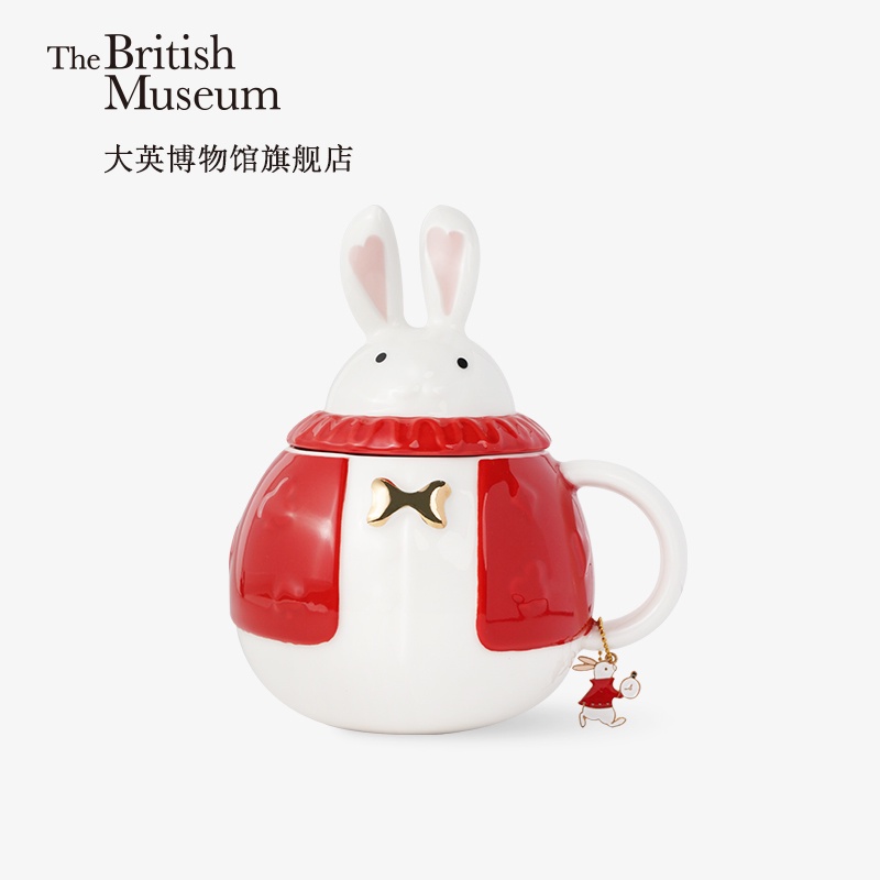[現貨在台] 大英博物館 愛麗絲 懷錶兔 胖嘟嘟 可愛 杯子 帶蓋 馬克杯 水杯 咖啡杯 兔年 必備 本命年 禮物