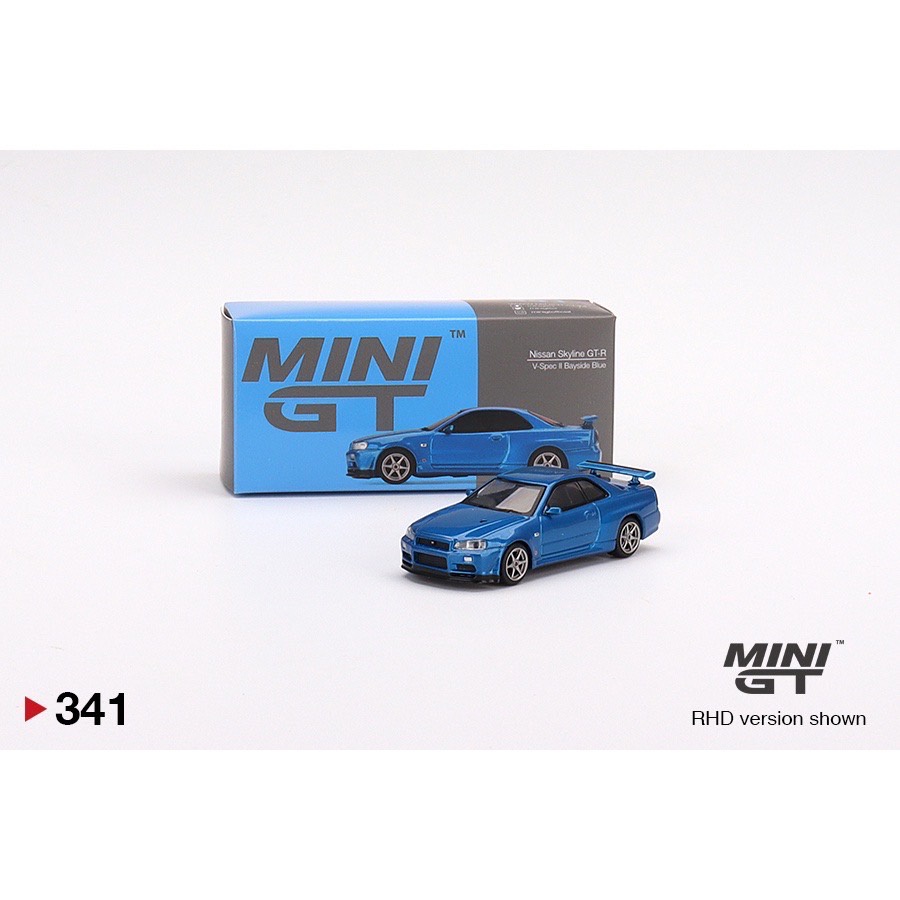 Mini GT 1/64 Nissan GT-R R34 V-Spec II 藍 341 gtr