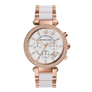 【美麗小舖】MICHAEL KORS MK5774 39mm 玫瑰金/白色鋼錶帶 女錶 手錶 腕錶 晶鑽錶 三眼計時碼錶