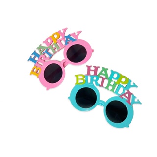 派對城 現貨 【生日快樂眼鏡1入-甜心粉/天空藍】 歐美派對 派對裝飾 裝飾眼鏡 造型眼鏡 生日派對 派對佈置 拍攝道具