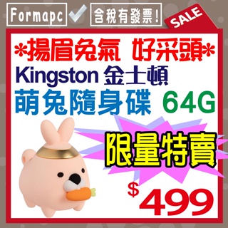 【送開運組】Kingston 金士頓 64G 64GB 萌兔隨身碟 兔子造型碟 USB3.2 兔年生肖碟 DTCNY23