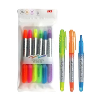 SKB螢光筆 IK-12 (6色) 酷彩螢光筆 雙頭螢光筆 手帳記號筆《玩具老爹》