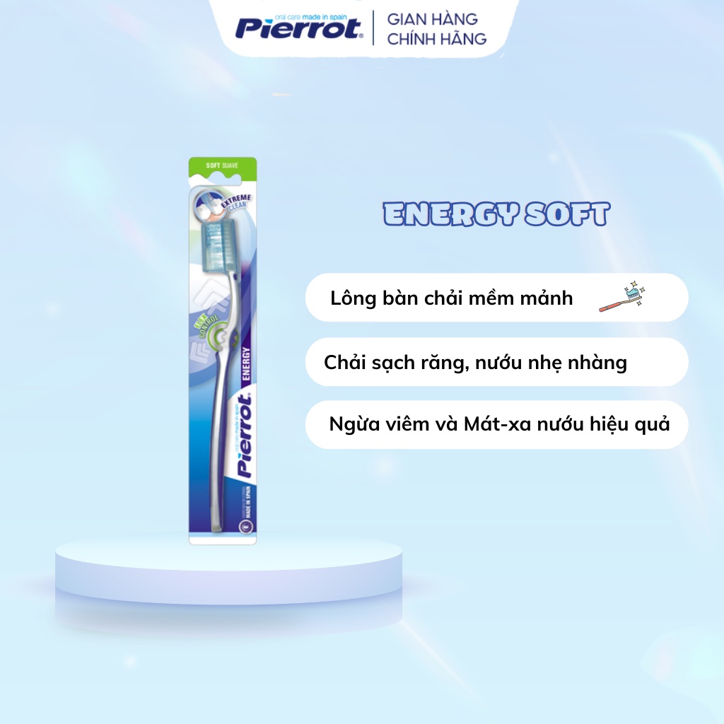 Pierrot Engergy 軟牙膏牙刷適用於敏感牙齒有助於溫和刷牙和牙齦