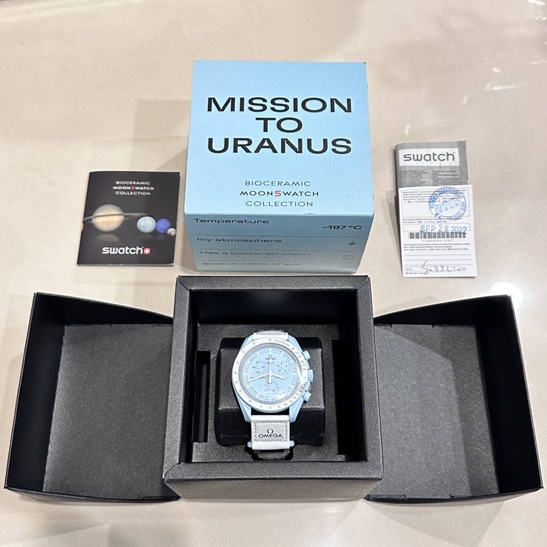 現貨商品實拍 ✨天王星淺藍色手錶/腕錶OMEGA X SWATCH  Moonswatch URANUS行星 登月聯名錶