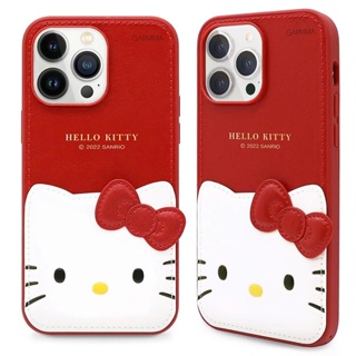 iPhone14 Pro 系列 GARMMA ★ Hello Kitty 燙金 皮革 保護套 ★ 經典紅