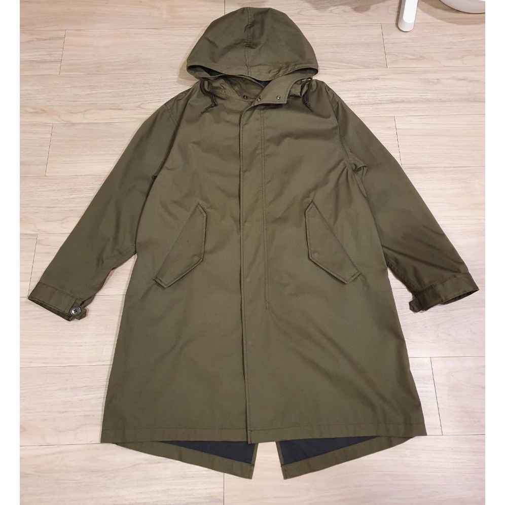 幾近全新 絕版 Uniqlo U BLOCKTECH 軍裝大衣 軍綠色 M號 防風 防潑水 M51 PARKA 派克