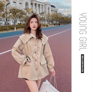 現貨▏韓版風衣 女生 風衣 外套 西裝外套 大衣 高質感 娃娃領