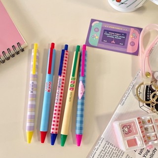 Fuki臺灣現貨🖊️ins美式復古風可愛撞色按壓黑字原子筆/0.5mm黑色原子筆