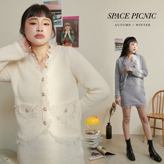 [明天出貨] Space Picnic｜兩件式-針織外套+背心洋裝-2色(現貨)【C22121013】
