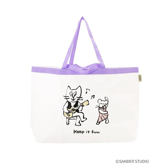 狐狸日雜鋪♫日本 3COIN TUDUKU系列 貓咪 貓 雙面圖案  旅行袋 環保袋托特包 購物袋 單肩包