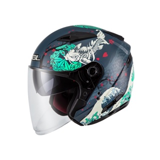 【SOL Helmets】SO-7E開放式安全帽 (浮世繪 消光藍/綠) ｜SOL安全帽官方商城｜排齒釦
