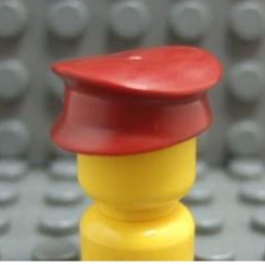 【積木2010】樂高 LEGO 深紅色 大盤帽 扁圓帽 列車長帽 / 警察帽 火車 3624 (C-04) 暗紅色