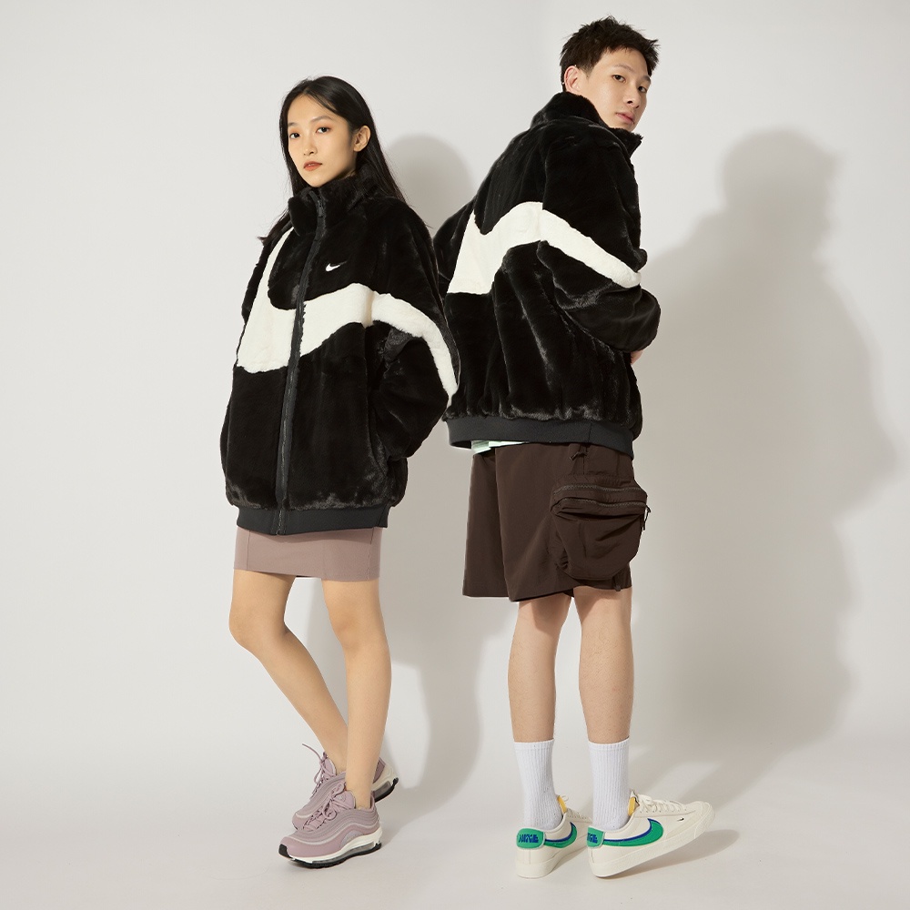 Nike As Nsw Swsh Fur Jkt 男 黑 毛毛 保暖 大勾 休閒 運動 外套 FB7664-010