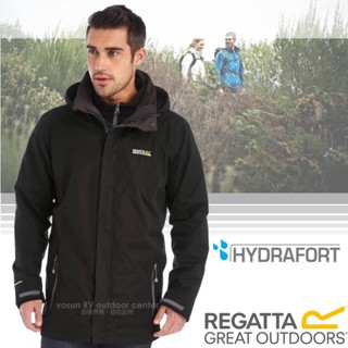 【英國 REGATTA】男 Telmar 3in1 防水透氣二件式中長防風保暖外套大衣(內:刷毛夾克) 黑 RMP173