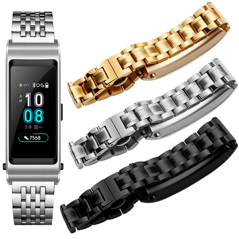 非 替代手錶帶代用華為智能手環B3 B5 B6精鋼手錶帶watch GT 2 3 pro不鏽鋼錶鏈