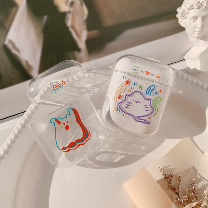 ins 藝術 動物 蘋果 airpods 透明 保護套 適用 pro3 代 藍牙 耳機套軟1/2代